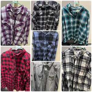 Bundle of 7 Women’s XXL Plaid Flannel Shirt Collection